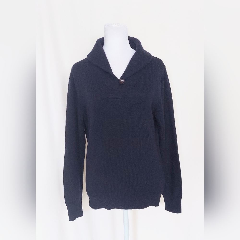 Brooks Brothers Italian Lambswool Cowl Neck Sweater Blue Size Medium